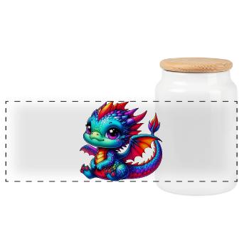 Dragon - Panoramic Cookie Jar with Wooden Lid - white - Front