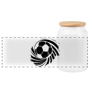Fußball Grafik - Panorama Keksdose mit Holzdeckel - Weiß - Vorne