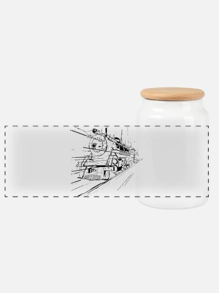 Zug - Panorama Keksdose mit Holzdeckel - Weiß