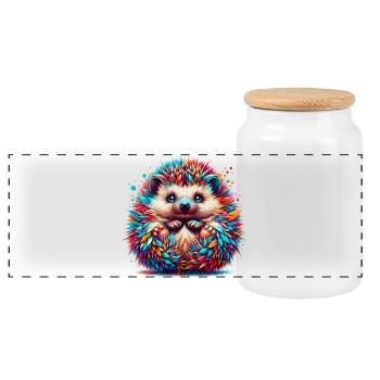 Hérisson - Boîte à biscuits avec couvercle en bois - blanc - Devant