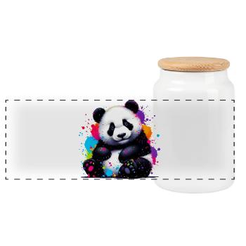 Panda - Panorama Keksdose mit Holzdeckel - Weiß - Vorne
