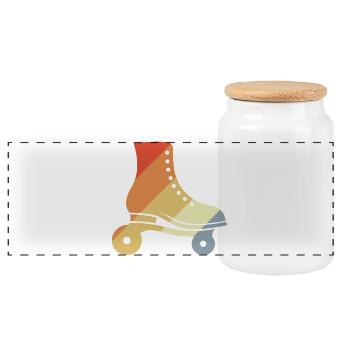 Patins à roulettes vintage - Boîte à biscuits avec couvercle en bois - blanc - Devant