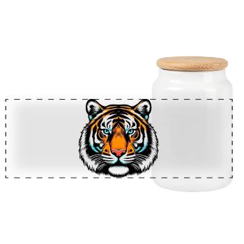 Tigre - Boîte à biscuits avec couvercle en bois - blanc - Devant