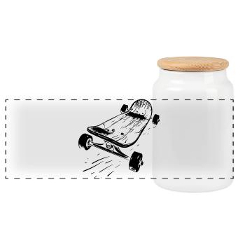 Skateboard - Panorama Keksdose mit Holzdeckel - Weiß - Vorne