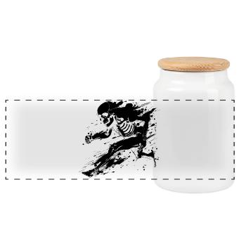 coureur squelette street art - Boîte à biscuits avec couvercle en bois - blanc - Devant