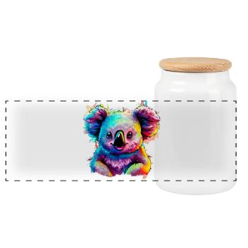 Koala - Panoramic Cookie Jar with Wooden Lid - white - Front