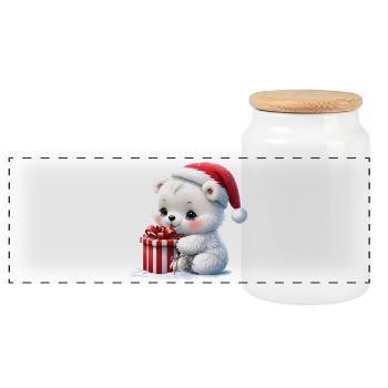 L’ours polaire de Noël - Boîte à biscuits avec couvercle en bois - blanc - Devant