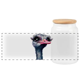 Maquillage d’autruche - Boîte à biscuits avec couvercle en bois - blanc - Devant