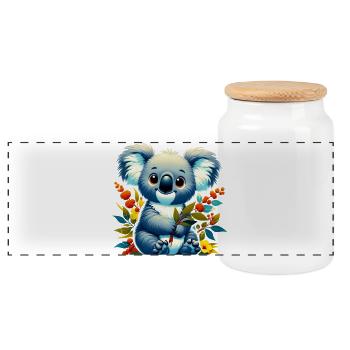 Koala - Panorama Keksdose mit Holzdeckel - Weiß - Vorne