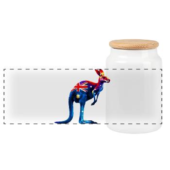 Kangaroo - Panoramic Cookie Jar with Wooden Lid - white - Front