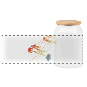 Skateboard Skizze Vintage Look - Panorama Keksdose mit Holzdeckel - Weiß - Vorne