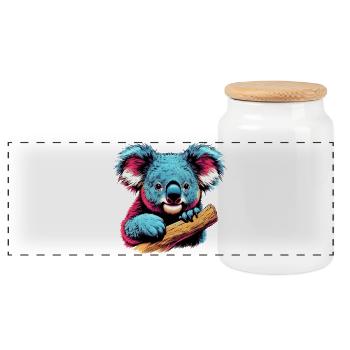 Koala - Panorama Keksdose mit Holzdeckel - Weiß - Vorne