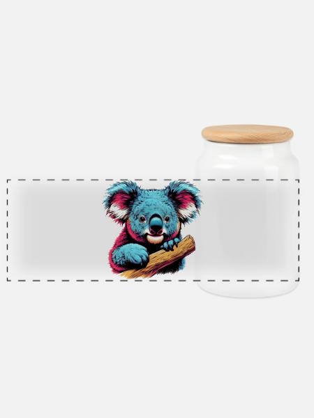 Koala - Panorama Keksdose mit Holzdeckel - Weiß
