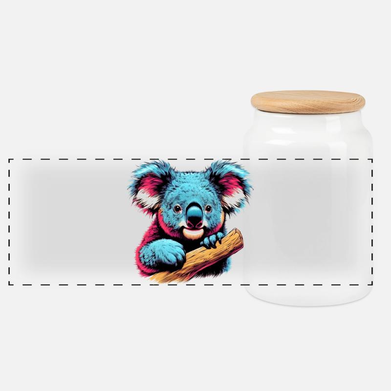 Koala - Panorama Keksdose mit Holzdeckel - Weiß