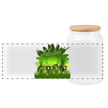 I AM GREEN - Margarites Herbe Soleil - Boîte à biscuits avec couvercle en bois - blanc - Devant