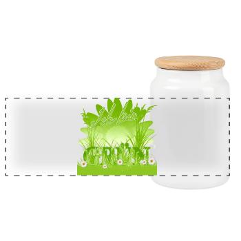 Je suis vert - Pré fleuri - Boîte à biscuits avec couvercle en bois - blanc - Devant