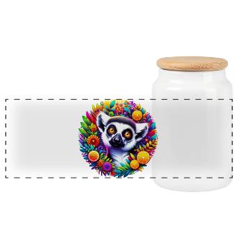 Lémurien - Boîte à biscuits avec couvercle en bois - blanc - Devant