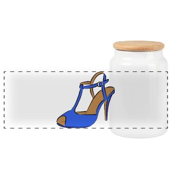 Shoe Fashion - Panoramic Cookie Jar with Wooden Lid - white - Front