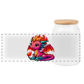 Dragon - Panoramic Cookie Jar with Wooden Lid - white - Front