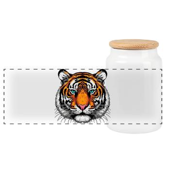 Tigre - Boîte à biscuits avec couvercle en bois - blanc - Devant