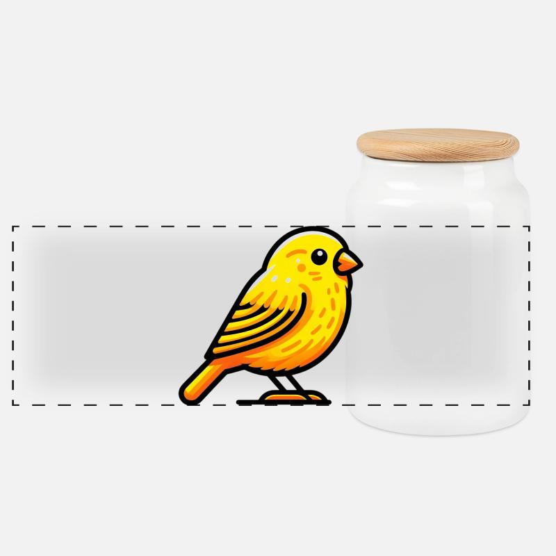 Kanarienvogel - Panorama Keksdose mit Holzdeckel - Weiß