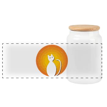Cat Vintage orange - Panorama Keksdose mit Holzdeckel - Weiß - Vorne