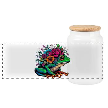 Grenouille - Boîte à biscuits avec couvercle en bois - blanc - Devant
