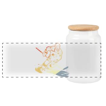 Ice Hockey Player Sketch Retro - Panoramic Cookie Jar with Wooden Lid - white - Front