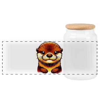 Otter - Panorama Keksdose mit Holzdeckel - Weiß - Vorne