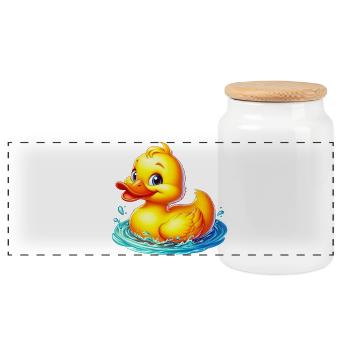 Caneton Canard Canard Canard - Boîte à biscuits avec couvercle en bois - blanc - Devant