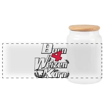 Wheat grain - born 4 grain - Party Fun --- - Panoramic Cookie Jar with Wooden Lid - white - Front