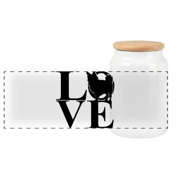 Chihuahua Love Dog Motif - Panoramic Cookie Jar with Wooden Lid - white - Front