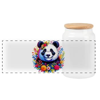 Panda - Panorama Keksdose mit Holzdeckel - Weiß - Vorne