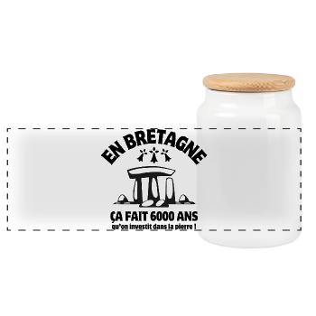 Brittany, Brittany humor, Breton - Panoramic Cookie Jar with Wooden Lid - white - Front