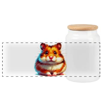 Hamster - Boîte à biscuits avec couvercle en bois - blanc - Devant