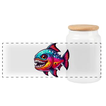 Piranha - Boîte à biscuits avec couvercle en bois - blanc - Devant