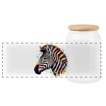 Zèbre - Boîte à biscuits avec couvercle en bois - blanc - Devant