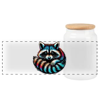 Raton laveur - Boîte à biscuits avec couvercle en bois - blanc - Devant