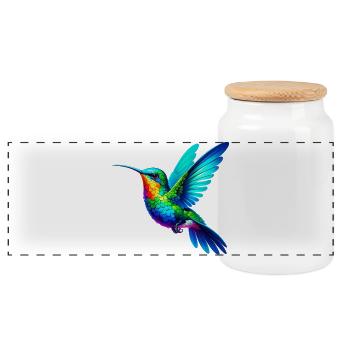 Kolibri - Panorama Keksdose mit Holzdeckel - Weiß - Vorne