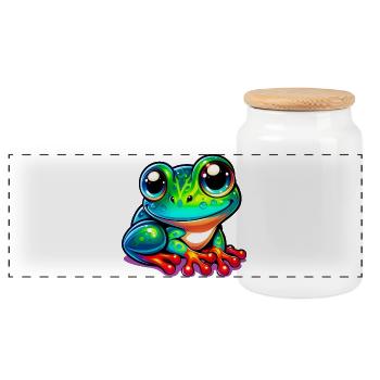 Grenouille - Boîte à biscuits avec couvercle en bois - blanc - Devant