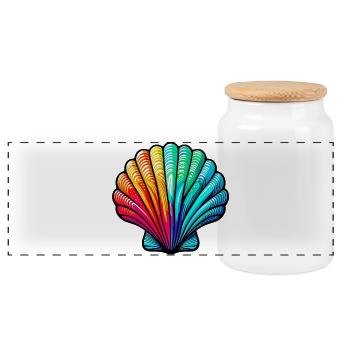 Shell - Panoramic Cookie Jar with Wooden Lid - white - Front