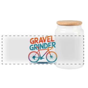 Gravel Grinder Bicycle Illustration - Panoramic Cookie Jar with Wooden Lid - white - Front
