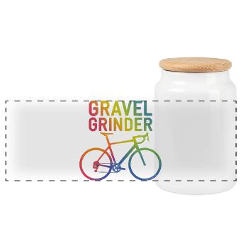 Lebendiges Gravel-Grinder-Fahrraddesign - Panorama Keksdose mit Holzdeckel - Weiß - Vorne