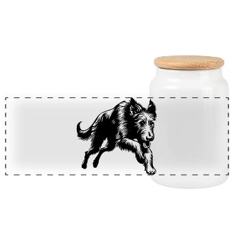 Irish Wolfhound - Panoramic Cookie Jar with Wooden Lid - white - Front