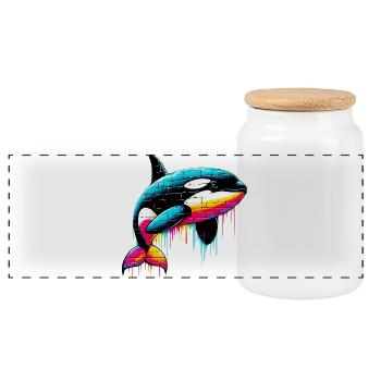 Killer whale - Panoramic Cookie Jar with Wooden Lid - white - Front