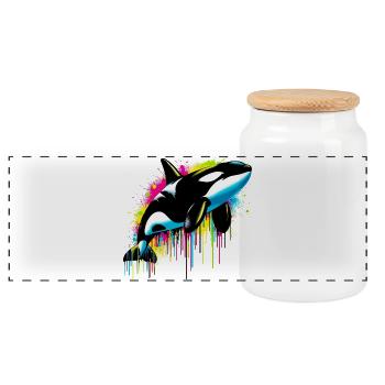 Killer whale - Panoramic Cookie Jar with Wooden Lid - white - Front
