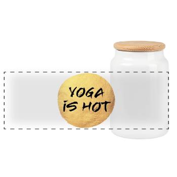 Yoga Circle hot Fan Meditation Gold deluxe Quote - Panoramic Cookie Jar with Wooden Lid - white - Front