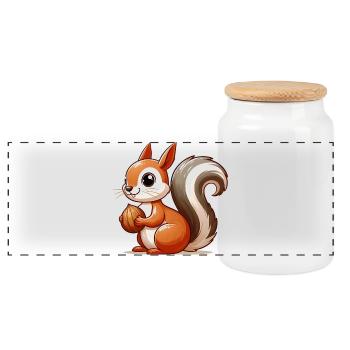 Écureuil - Boîte à biscuits avec couvercle en bois - blanc - Devant