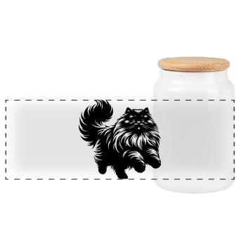 Persian Cat - Persian - Panoramic Cookie Jar with Wooden Lid - white - Front