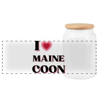 I love Maine Coon (style coeur rétro) - Boîte à biscuits avec couvercle en bois - blanc - Devant